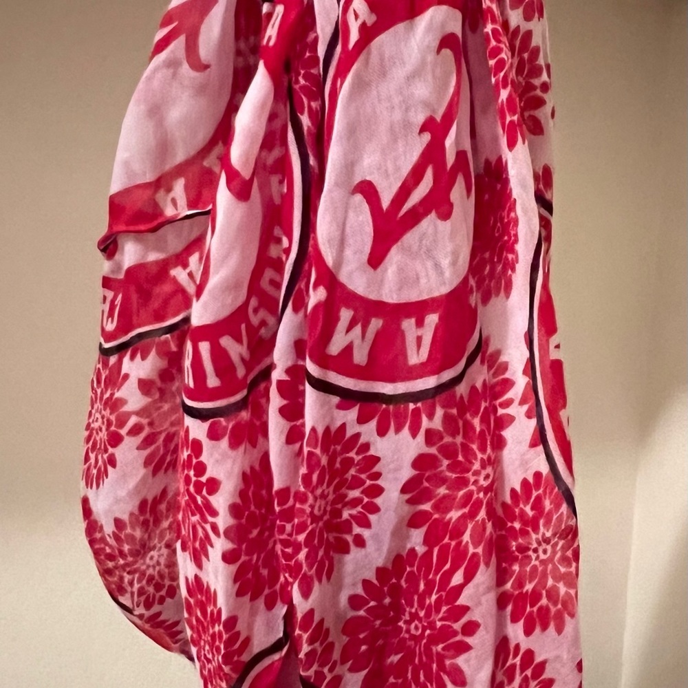 Alabama Crimson Tide Lightweight Red Scarf w/Logo and Floral